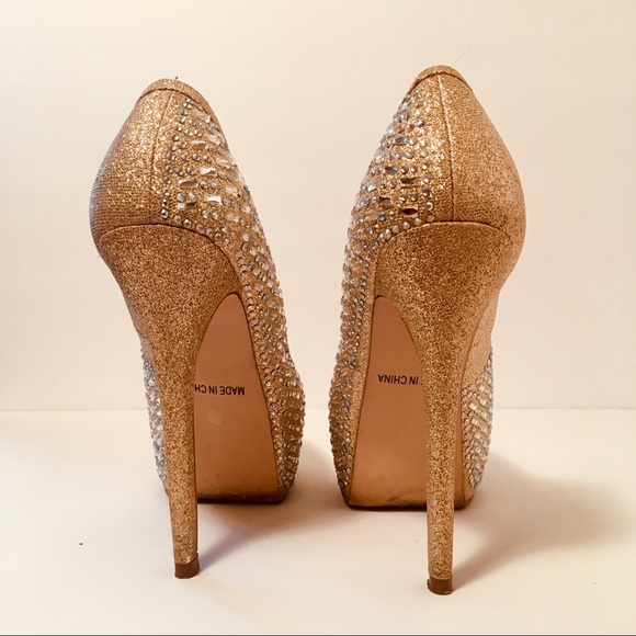 Stunning high gold rose heels cristal embellished - Picture 6 of 8
